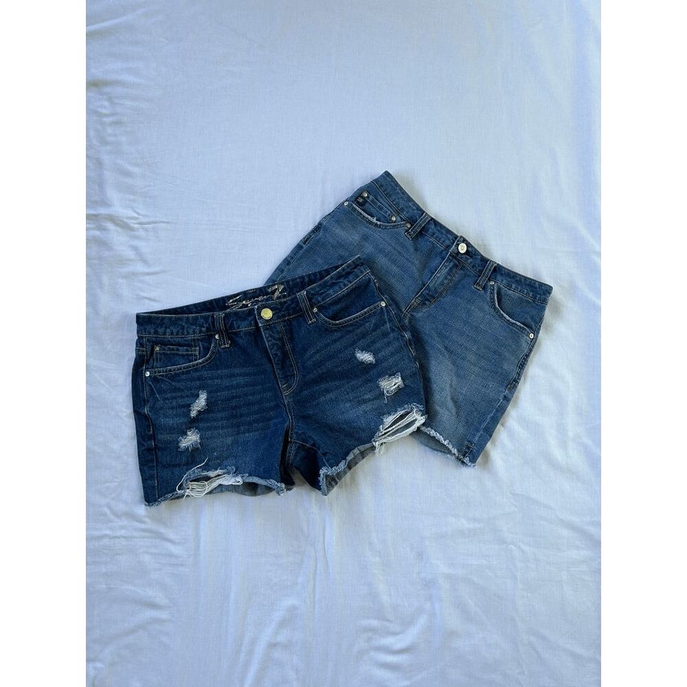 Women's Seven 7 Jean Shorts Set, Frayed, Distressed, Size 6, Summer Shorts